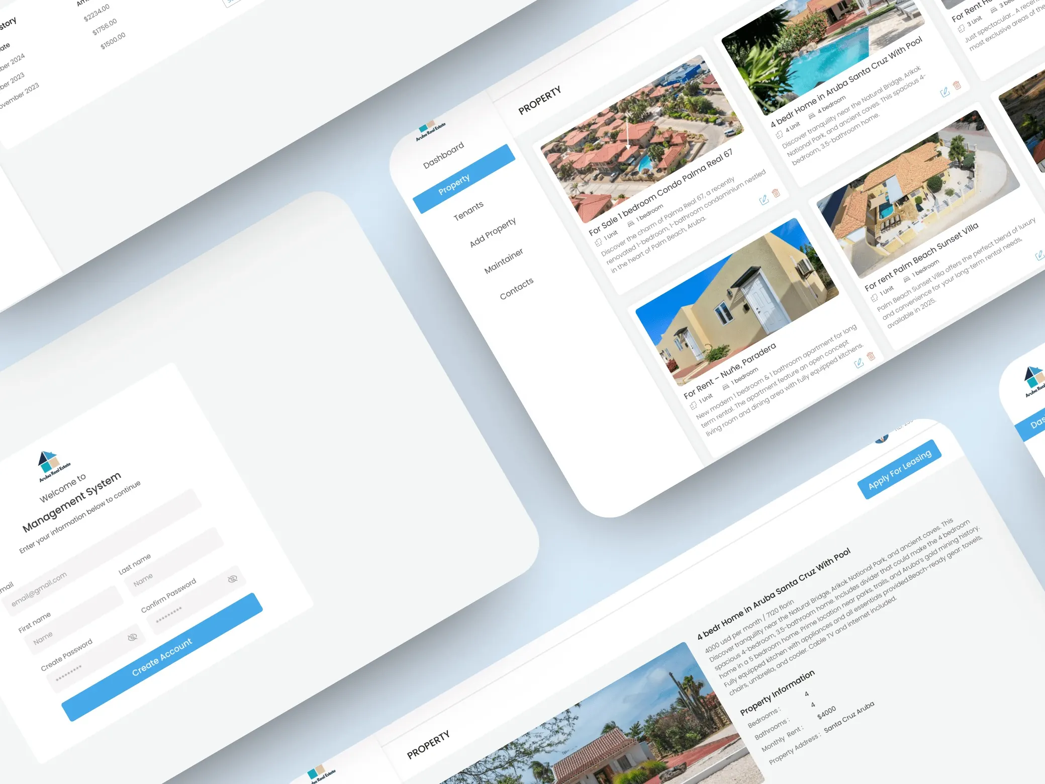 Aruba Real Estate CRM website